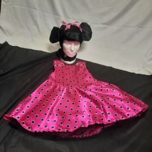 Minnie Mouse Flowy Hot Pink/Magenta Dress with Black/White Polka dots Size 4-6